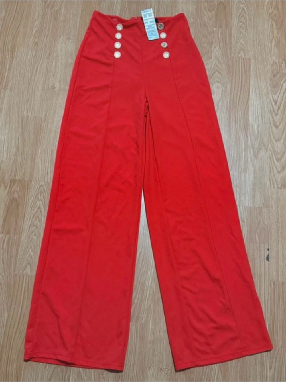 Michel High-Waist Wide-Leg Sailor Red Pants